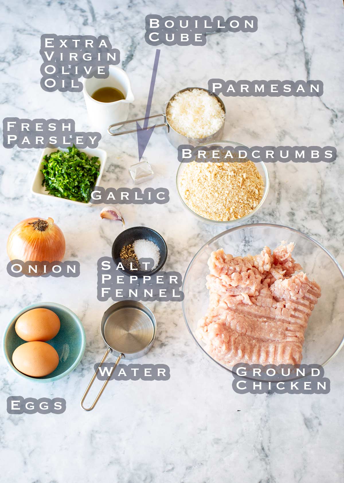 ingredients for making chicken meatballs