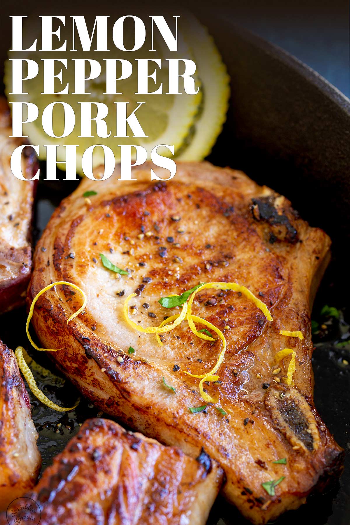 PINTEREST IMAGE - lemon pepper pork chops with text overlay