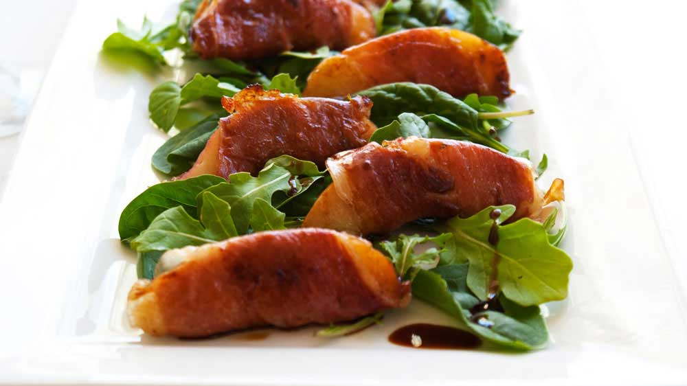 Prosciutto Wrapped Nectarines. Sweet and Salty, these are prosciutto wrapped nectarines are a great appetiser.