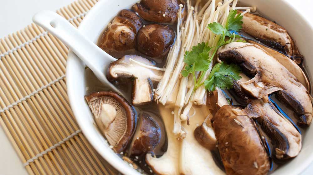 Mushroom Miso Soup. Earthy and delicious. A great vegetarian lunch that is quick to prepare.