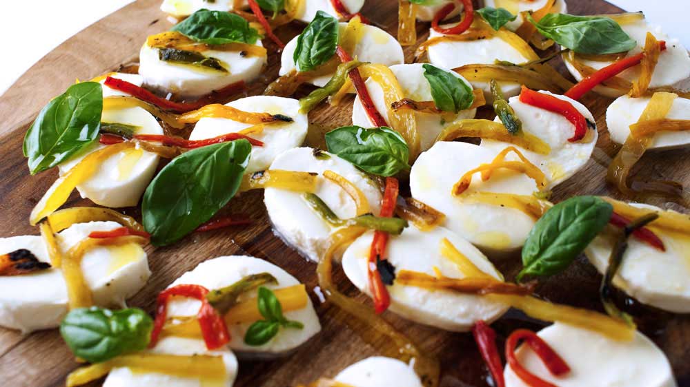 Roasted Chilli and Basil Bocconcini. A great appetiser or sharing platter.