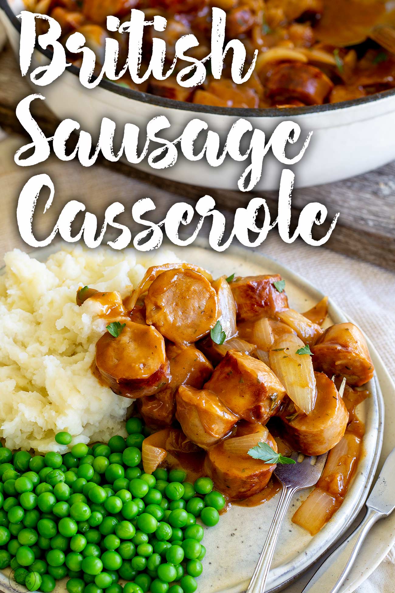PINTEREST IMAGE: Sausage casserole with text overlay