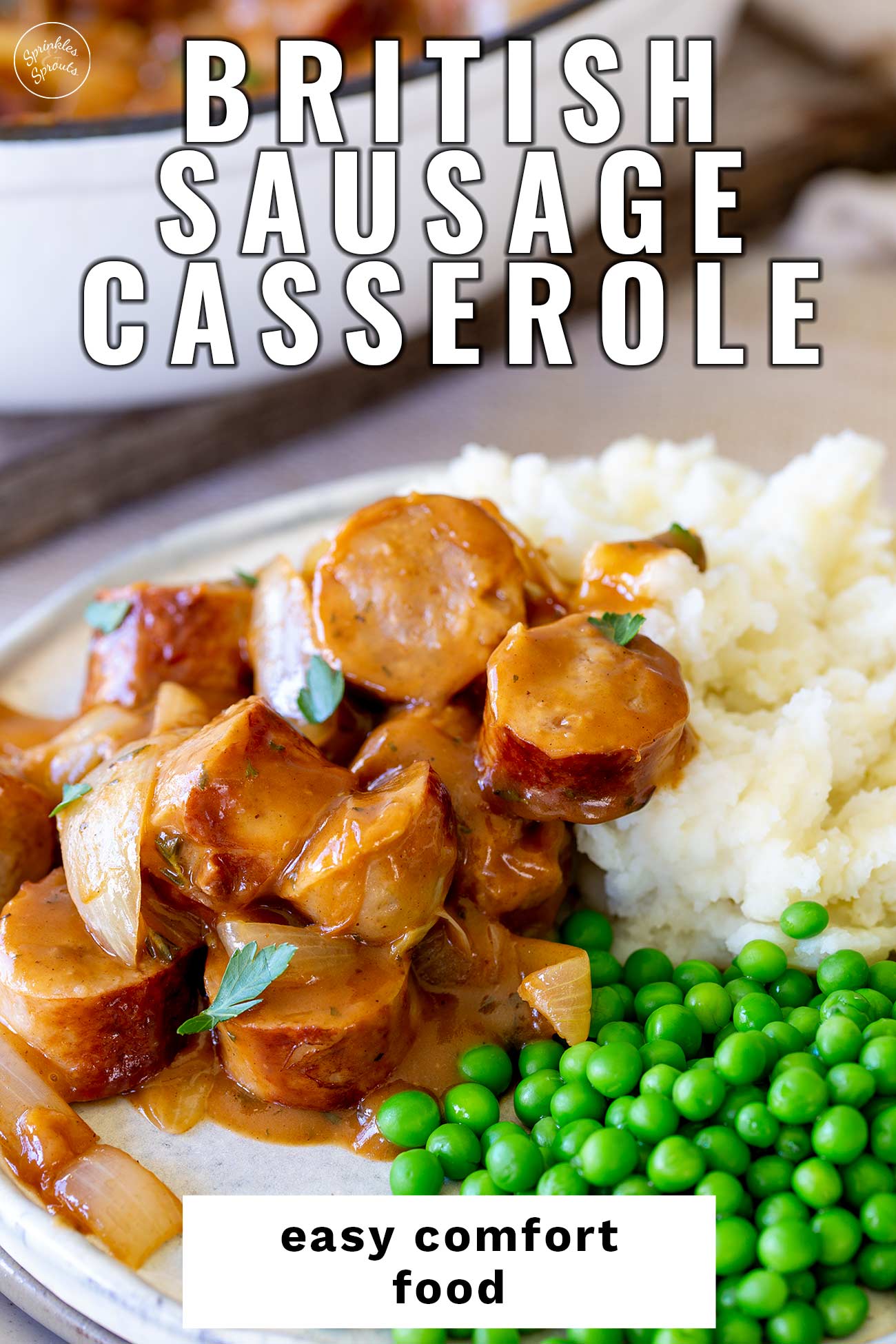 PINTEREST IMAGE: Sausage casserole with text overlay