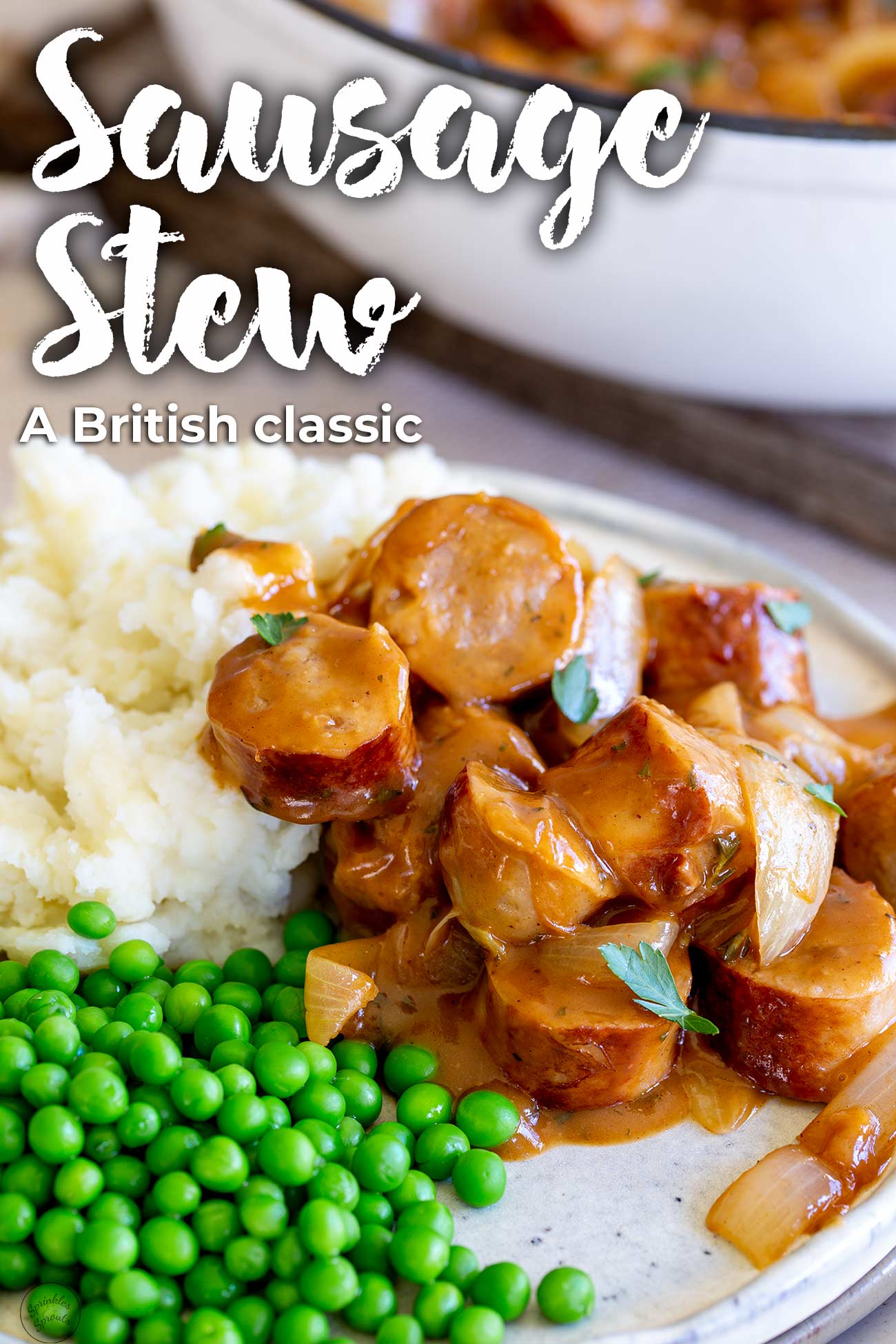 PINTEREST IMAGE: Sausage stew with text overlay