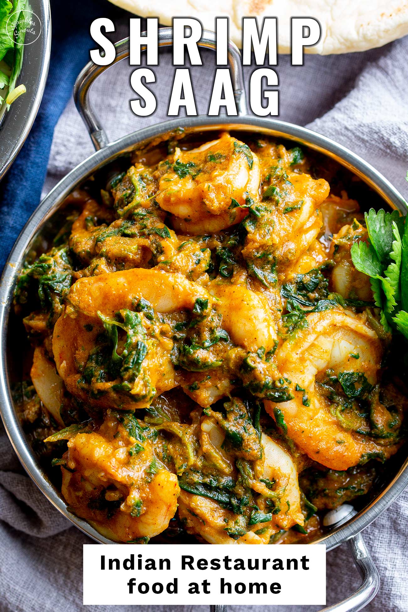 PINTEREST IMAGE: Shrimp Saag with text overlay