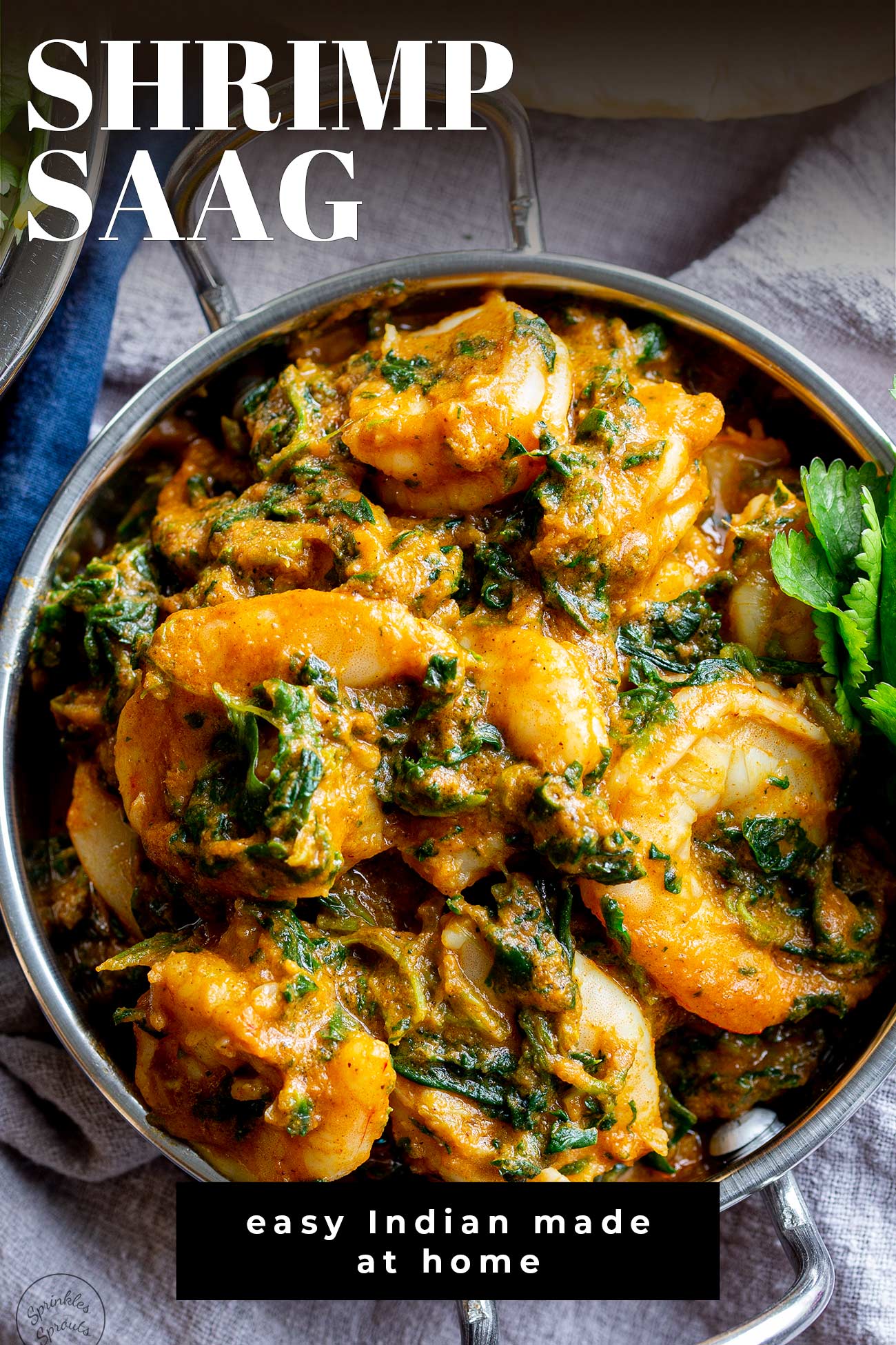 PINTEREST IMAGE: Shrimp Saag with text overlay